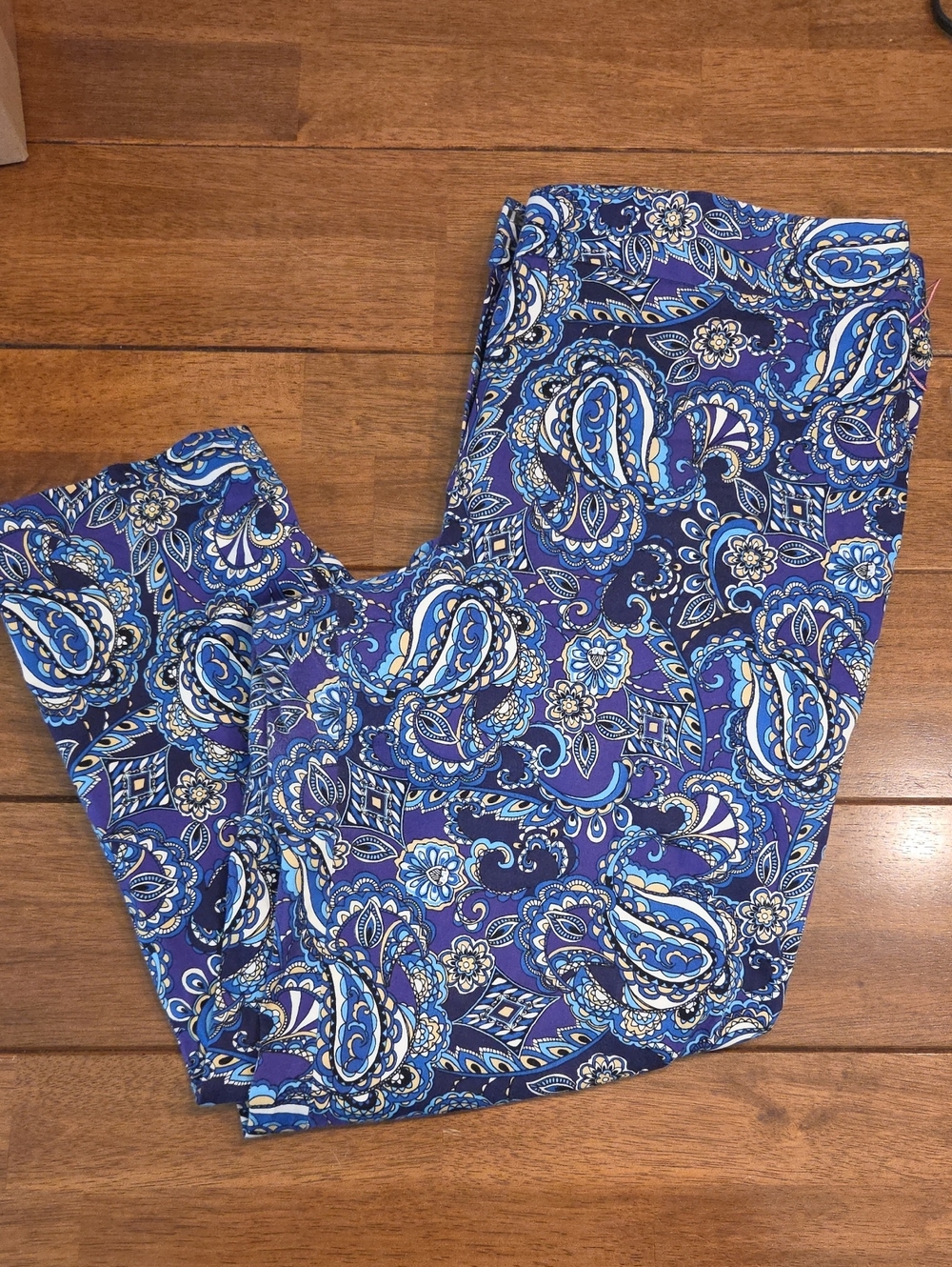 Pappagallo Purple, Blue, Yellow Paisley Print Skirt with Blue and Cream Accents